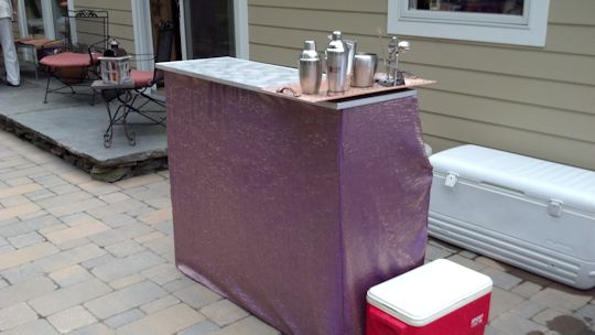 bar cover in claret to match table linens