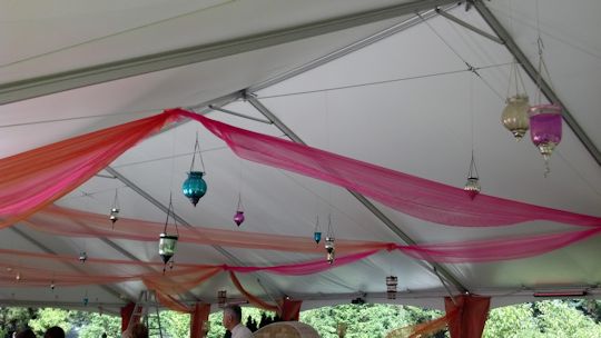 party under 40 x 80 frame tent with up lights