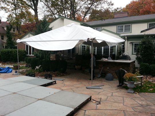 tenting installed over patio