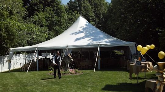 40 x 60 pole tent with bar buffet and dance floor