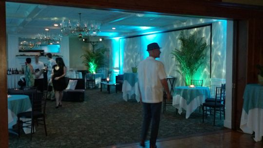 Caribbean Themed decor and led turquoise uplights