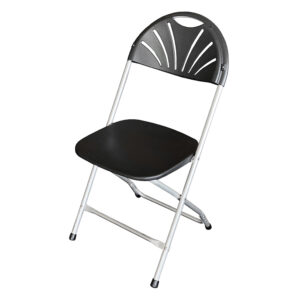 Black round back folding chair