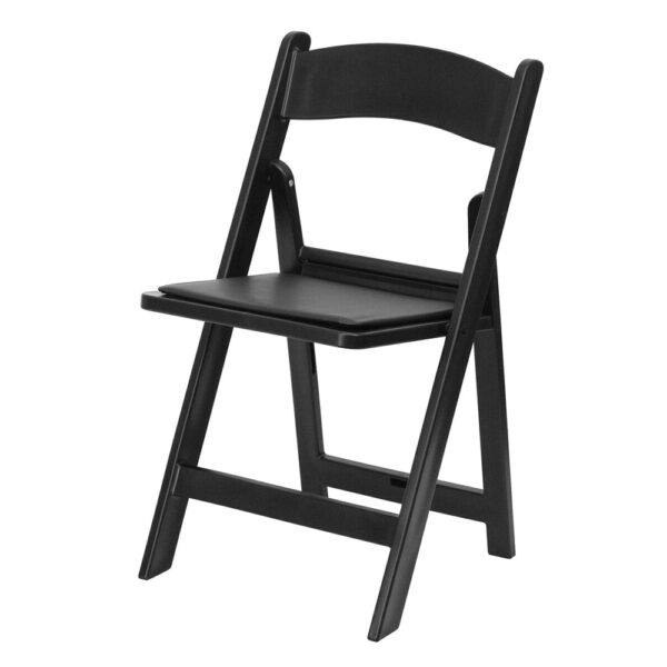 black padded folding chair